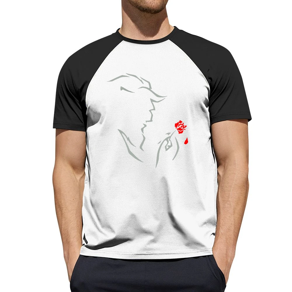 Red rose Beauty and the Beast Men Short Sleeve T-Shirt