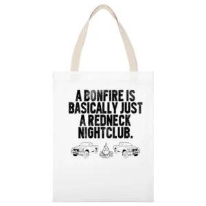 Redneck Bonfire Country Nightclub Fun Tee Shirt White Canvas Tote Shopping Bag