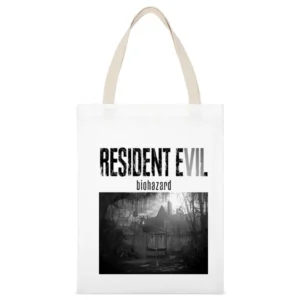 Resident Evel Biohazard White Canvas Tote Shopping Bag