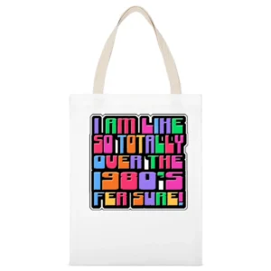 Retro Cool 80s White Canvas Tote Shopping Bag