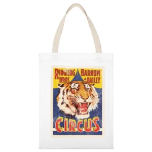 Ringling Bros And Barnum Bailey Circus Vintage Graphic Distressed Tren White Canvas Tote Shopping Bag
