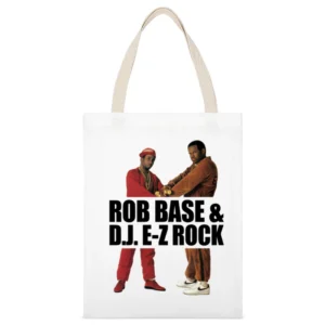 Rob Rase And DJ Ez Rock Fun Popular Vintage 80s Hop Hop Music Graphic White Canvas Tote Shopping Bag