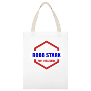 Robb Stark For President 2016 Game of Thrones TV Show White Canvas Tote Shopping Bag