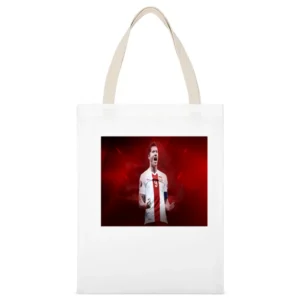 Robert Lewandowki Polish Soccer Tshirt (All colors and styles availabl White Canvas Tote Shopping Bag