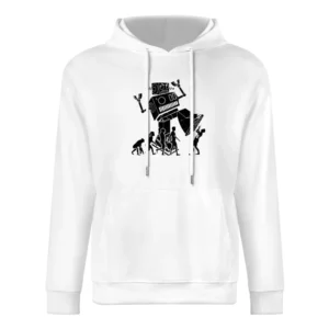 Robot Evolution Terror Funny Parody European Size Men Hoodie
