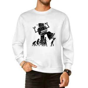 Robot Evolution Terror Funny Parody European Size Pullover Sweater