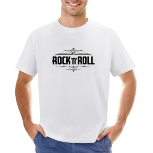 Rock N Roll Guitar Vintage Style Graphic Tee Shirt Asian Size Men T-Shirt