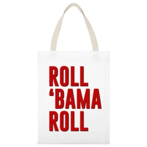 Roll Bama Roll Alabama Softball Game Day Fan Raglan Baseball Style T S White Canvas Tote Shopping Bag