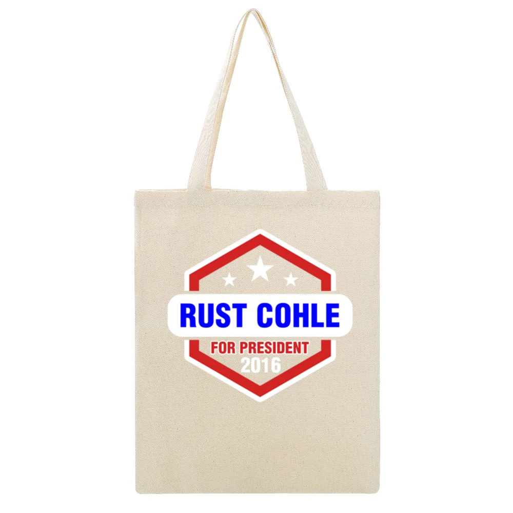 Rust Cohle For President 2016 True Detective TV Show Beige Canvas Tote Shopping Bag