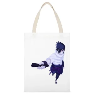 Sasuke from Uchiha clan sharingan eyes naruto anime manga White Canvas Tote Shopping Bag