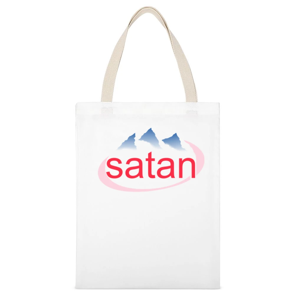 Satan Funny Water Parody White Canvas Tote Shopping Bag