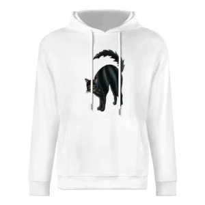 Scared black cat European Size Men Hoodie