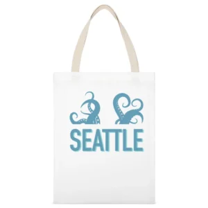 Seattle Washington Kraken Hockey Fan White Canvas Tote Shopping Bag