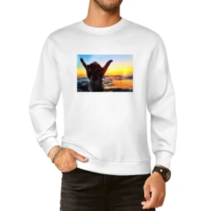 Shaka Brah Hang Loose Hand Ocean Surfer Sunset Graphic Vintage Style D European Size Pullover Sweater