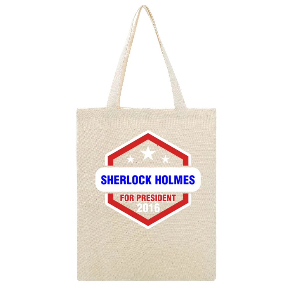 Sherlock Holmes For President 2016 Sherlock TV Show Beige Canvas Tote Shopping Bag