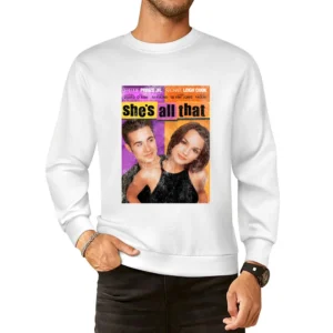 She's All That Fun Popular 90s Vintage Distressed Movie Poster Graphic European Size Pullover Sweater