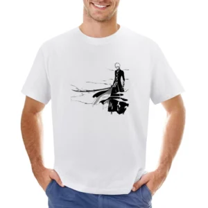 Shinigami Kurosaki Ichigo Black Bankai Bleach anime Tite Kubo manga T Asian Size Men T-Shirt