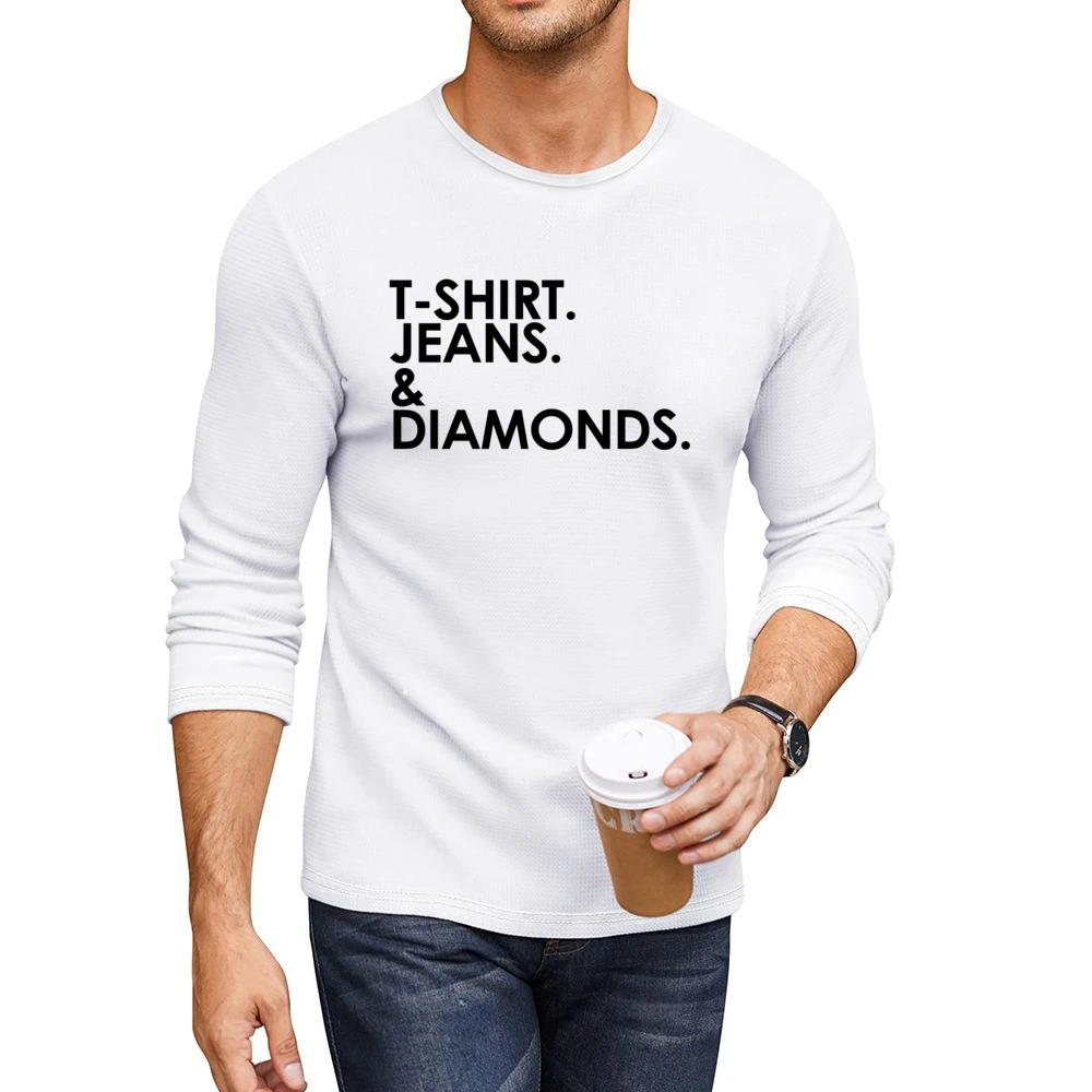 Shirt Jeans And Diamonds Fun Graphic Men CrewNeck Long Sleeve T-Shirt