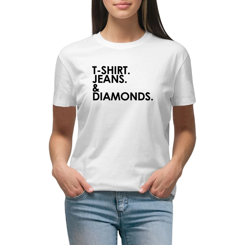 Shirt Jeans And Diamonds Fun Graphic Premium Women Ladies T-shirt
