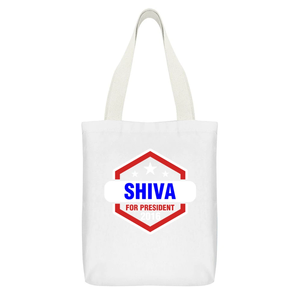 Shiva For President 2016 The League TV Show White Canvas Tote Shopping Bag With Interior Pocket