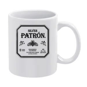 Silver Patron Tequila Graphic Vintage Alcohol Party Tee Shirt White Mug