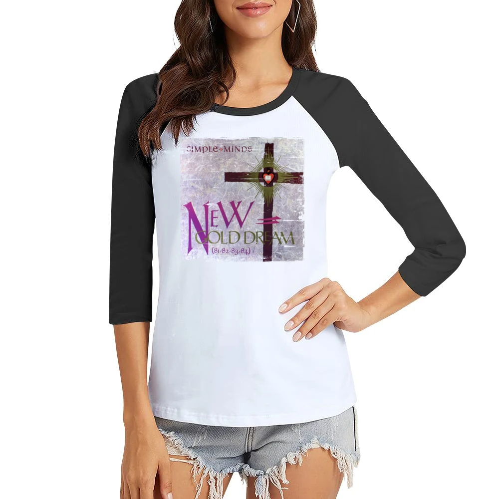 Simple Minds New Gold Dream Album Cover Distressed Image Women Ladies 3-4 Sleeve T-Shirt