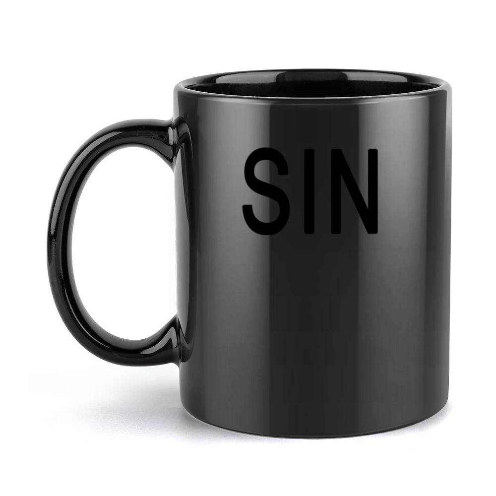 Sin Original Plain White Graphic Tee Shirt Black Mug