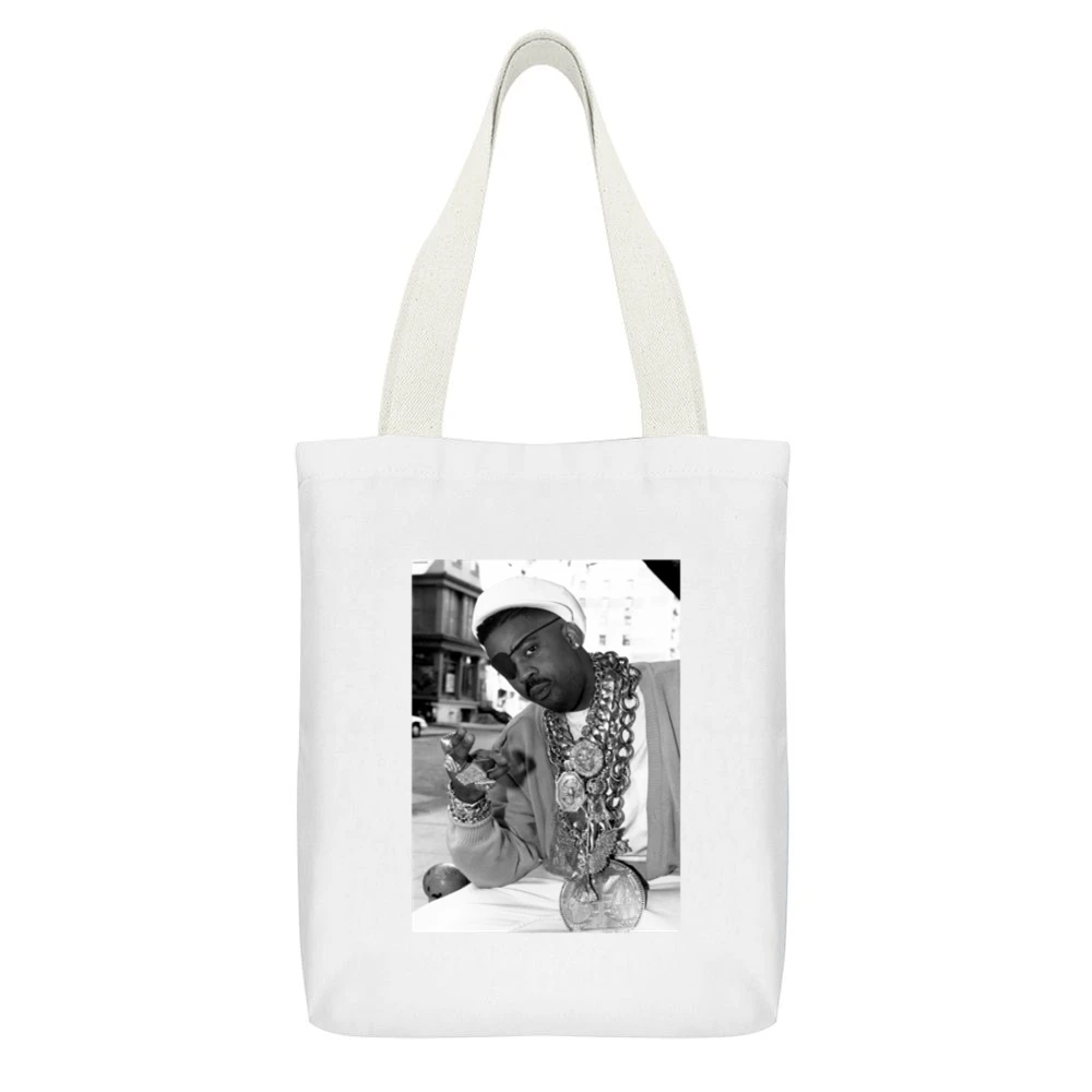 Slick Rick Tshirt (All Colors Available) White Canvas Tote Shopping Bag With Interior Pocket