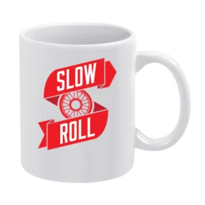 Slow Roll Car Tire Rim Fun Graphic White Mug
