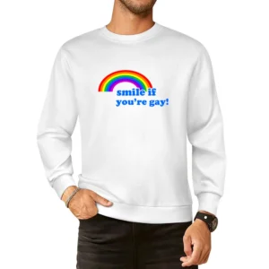 Smile If You Are Gay Fun LGBT Graphic European Size Pullover Sweater