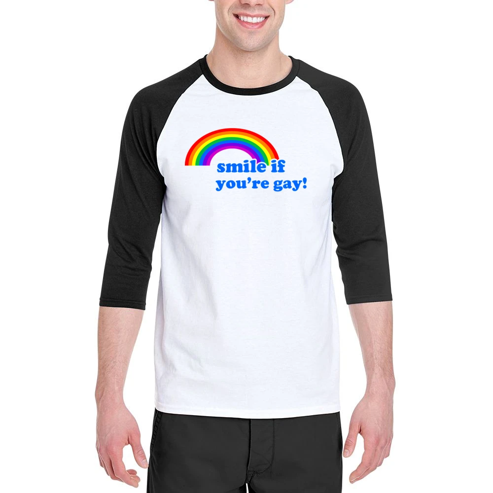 Smile If You Are Gay Fun LGBT Graphic Men 3/4 Sleeve T-Shirt