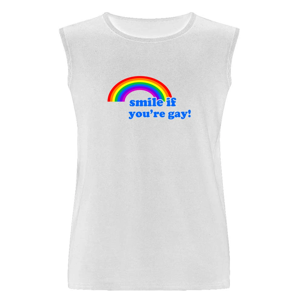 Smile If You Are Gay Fun LGBT Graphic Men Sleeveless T-Shirt