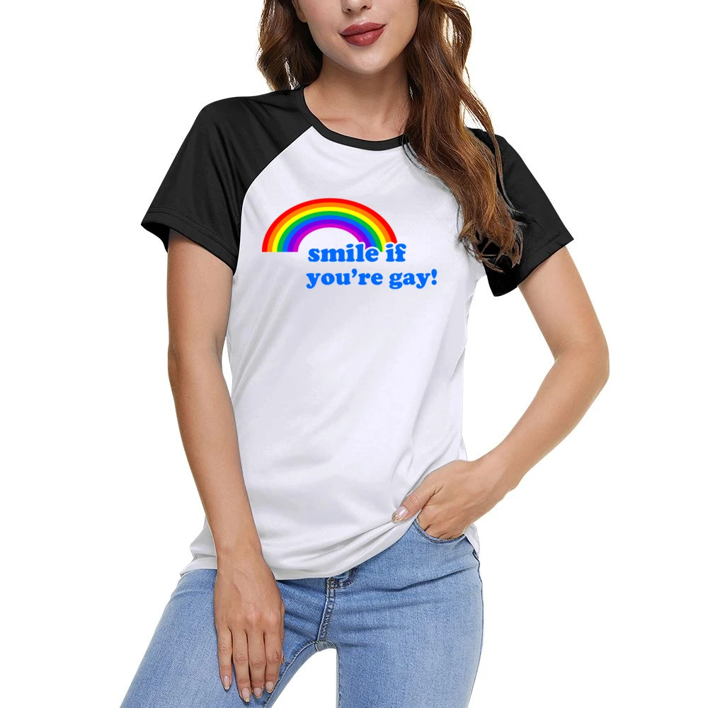 Smile If You Are Gay Fun LGBT Graphic Women Ladies Short Sleeve T-Shirt