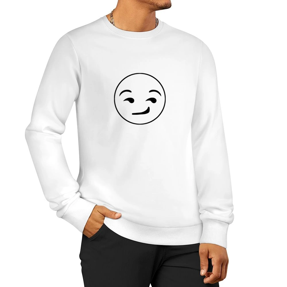 Smirking Emoji Face Cute Fun Text Graphic Men Pullover Sweatshirt