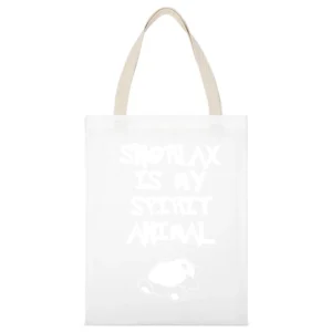 Snorlax Is My Spirit Animal Funny Pokemon Go Apparel Graphic White Canvas Tote Shopping Bag