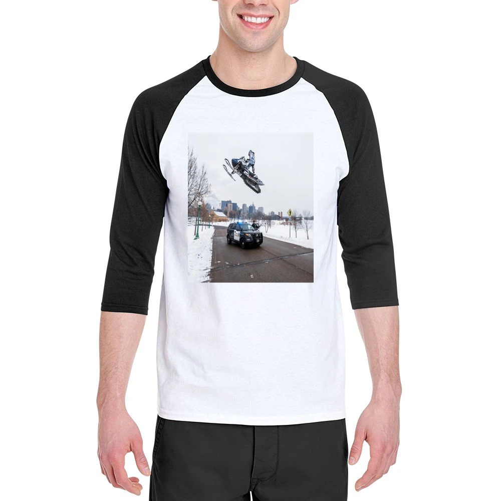 Snowmobile Sled Jump Cop Tshirt (all Colors And Styles Available) Men 3/4 Sleeve T-Shirt