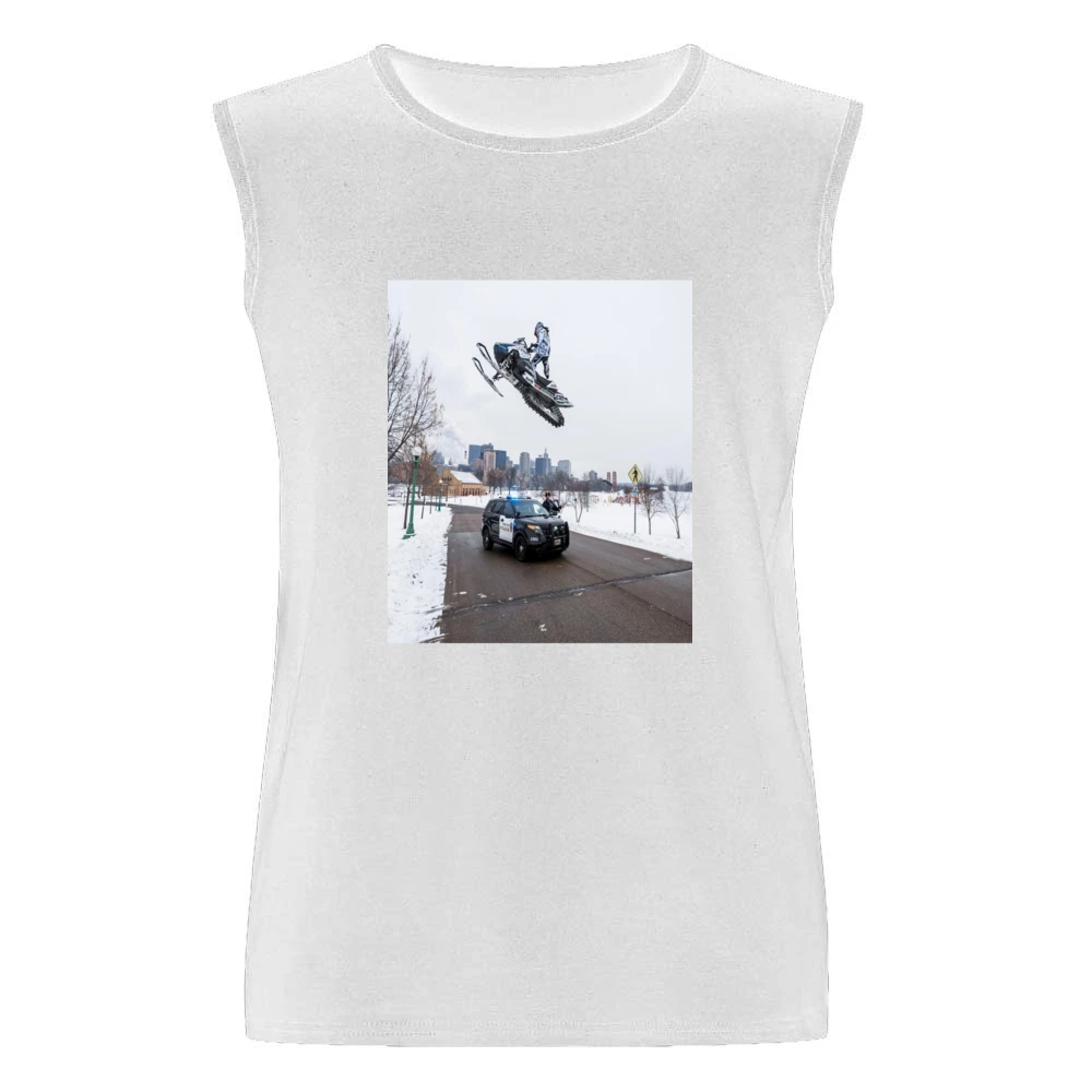 Snowmobile Sled Jump Cop Tshirt (all Colors And Styles Available) Men Sleeveless T-Shirt