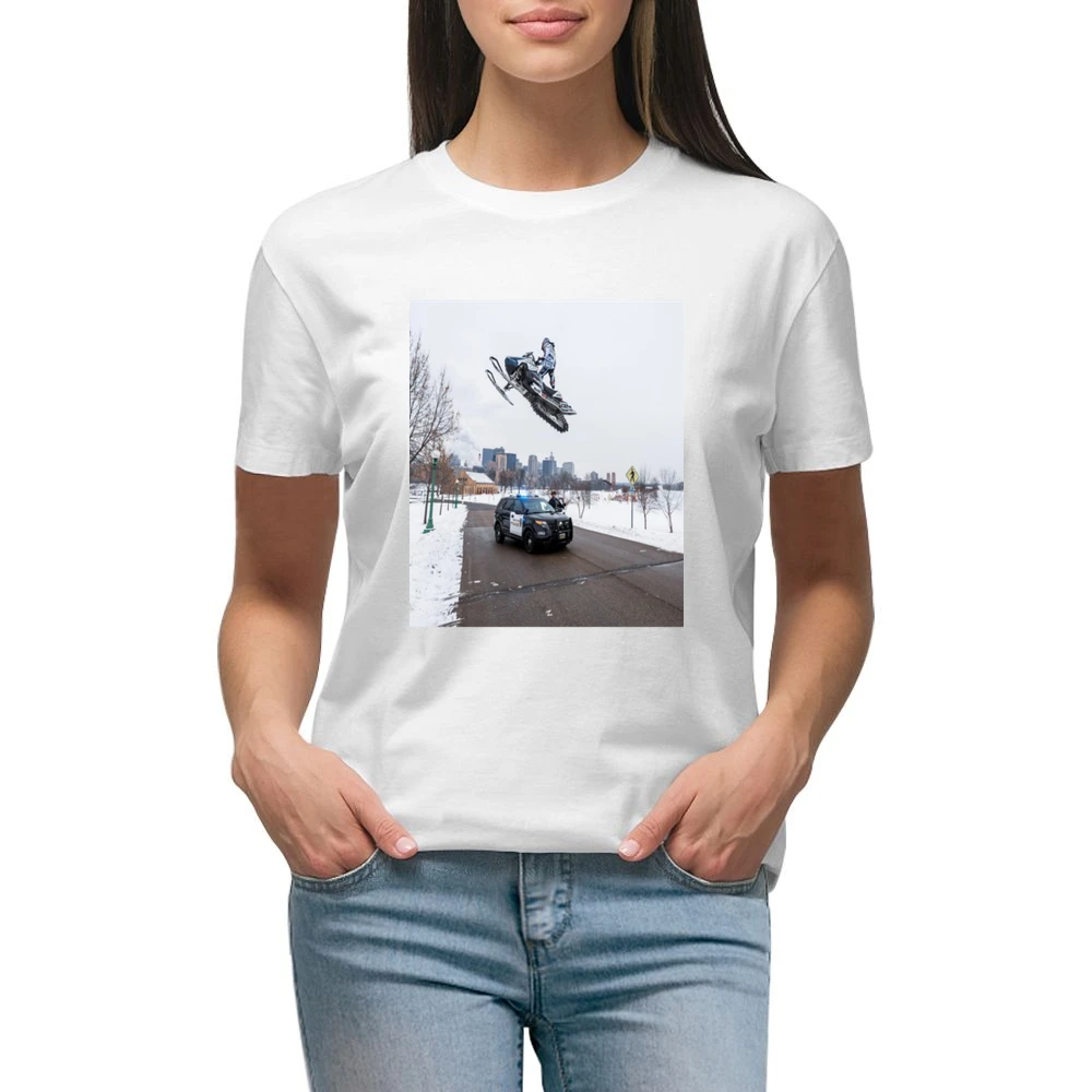 Snowmobile Sled Jump Cop Tshirt (all Colors And Styles Available) Premium Women Ladies T-shirt