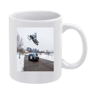 Snowmobile Sled Jump Cop Tshirt (all Colors And Styles Available) White Mug