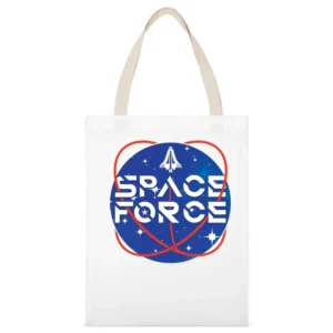 Space Force As Seen On Joe Rogan Funny White Canvas Tote Shopping Bag