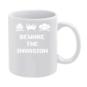 Space Invaders Beware The Invasion White Mug