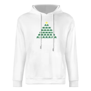 Space Invaders Merry Christmas Funny Retro Video Game Fan Holiday Red European Size Men Hoodie