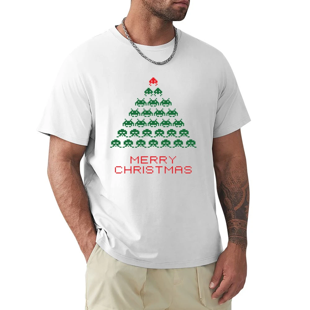 Space Invaders Merry Christmas Funny Retro Video Game Fan Holiday T Sh Premium Men T-shirt
