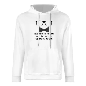 Speek out with your geek out - geeky glass with buttelfy tie - nerd T European Size Men Hoodie