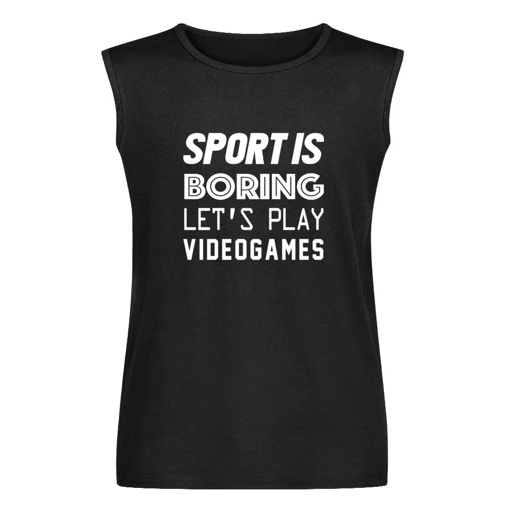 Sport Is Boring Lets Play Video Games Funny Geek Graphic Men Sleeveless T-Shirt