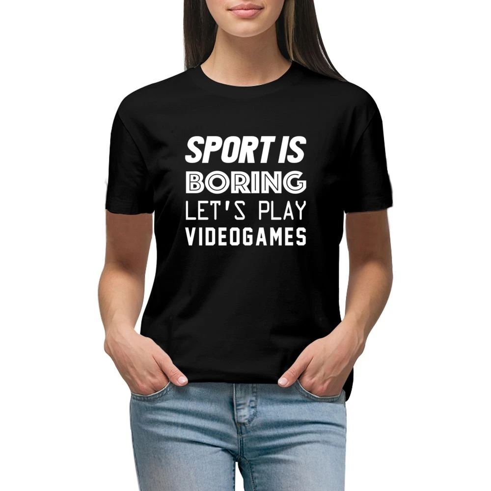 Sport Is Boring Lets Play Video Games Funny Geek Graphic Premium Women Ladies T-shirt