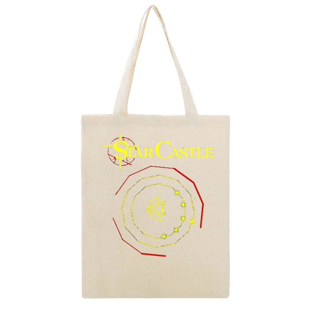 Star Castle Video Game Retro 80s Beige Canvas Tote Shopping Bag