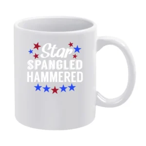 Star Spangled Hammered Funny USA American Fourth Of July Celebration G White Mug
