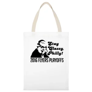 Stay Classy Philly Fun 2016 Philadelphia Hockey Playoffs Lou Nolan Gra White Canvas Tote Shopping Bag