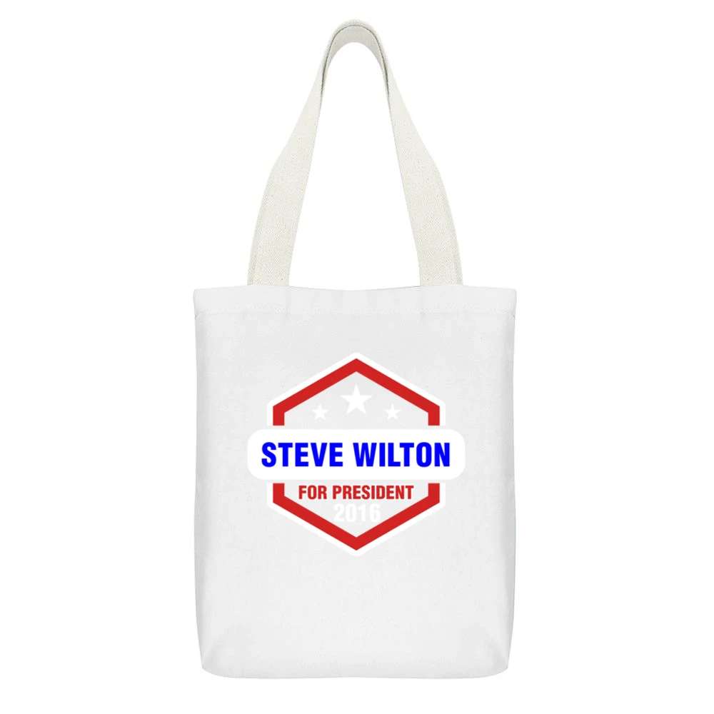 Stephen Hawking For President 2016 Futurama TV Show White Canvas Tote Shopping Bag With Interior Pocket